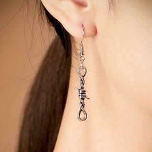 Any 2/$20! Silver Twisted Barbed Wire Drop Earrings